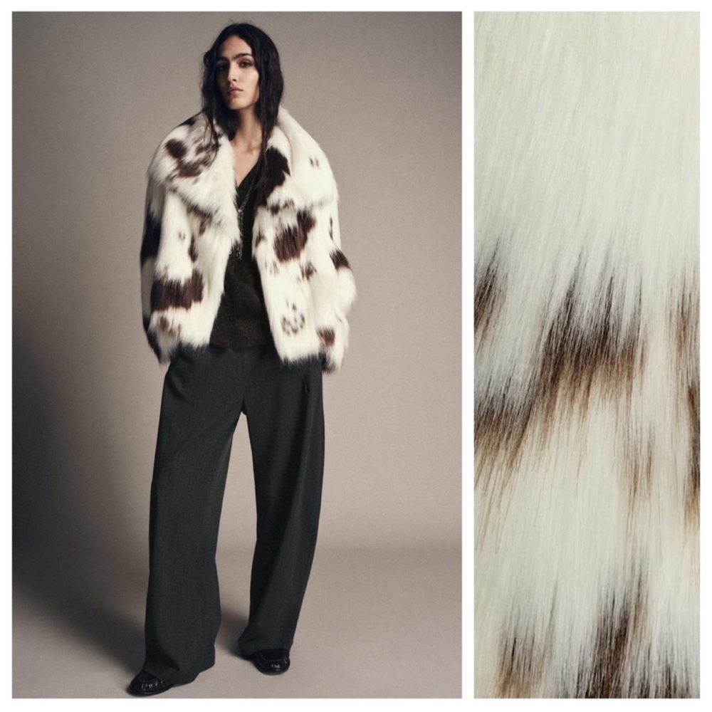 SHORT FAUX FUR ANIMAL PRINT COAT - Picture 3 of 8